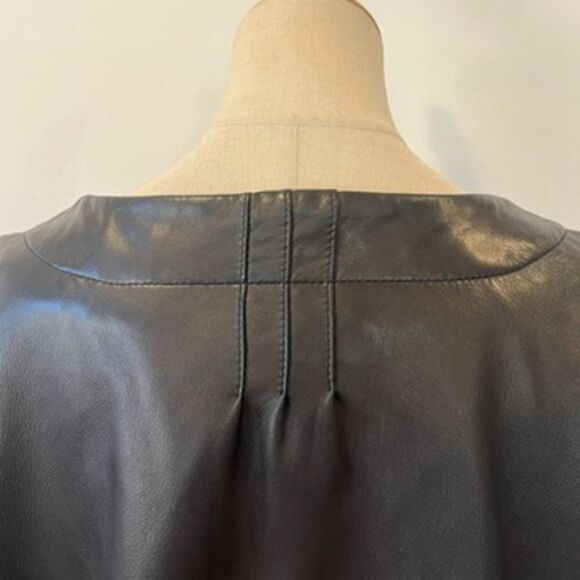 Semantiks Black Leather Jacket Button Front Plus Size 1X Pockets - Picture 7 of 11
